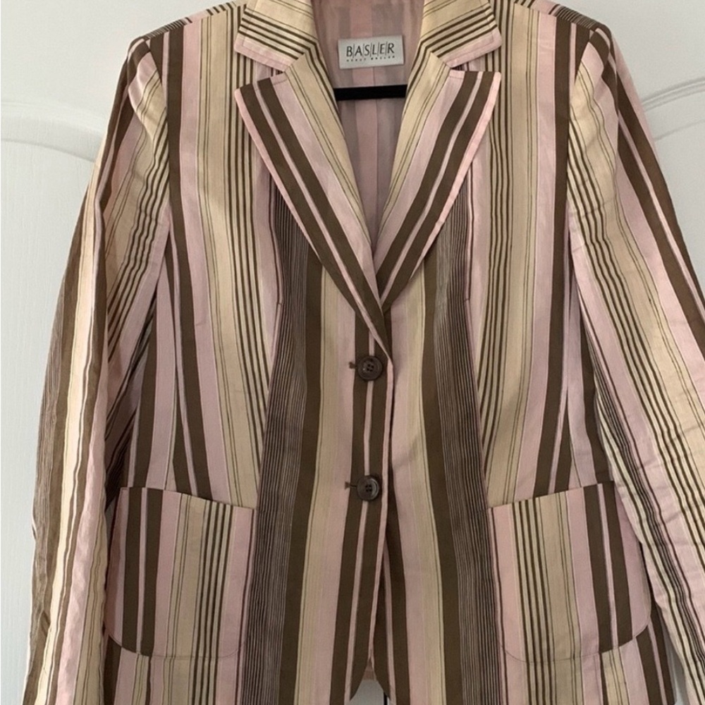 Basler Linen Blend Striped Blazer Jacket | Size 42 ( 12-14 US)